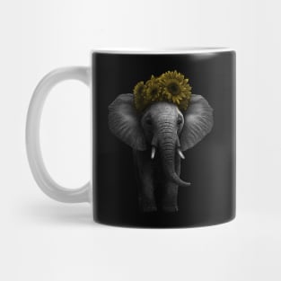 Baby Elephant and Sunflowers Mug